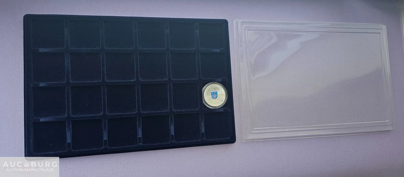 Планшет с крышкой для монет на 24 ячейки размер ячейки 46х46мм, синий - additional Photos