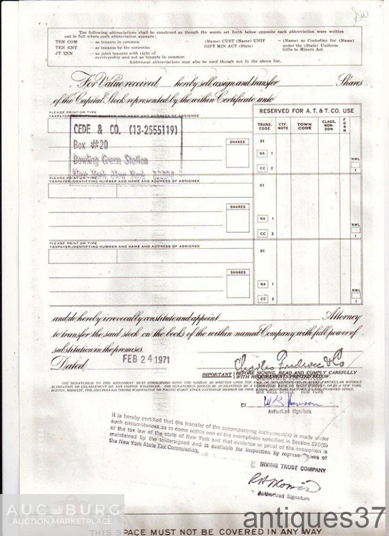 Акция Американский транснациональный телекоммуникационный конгломерат, США (1970-е гг.) - additional Photos