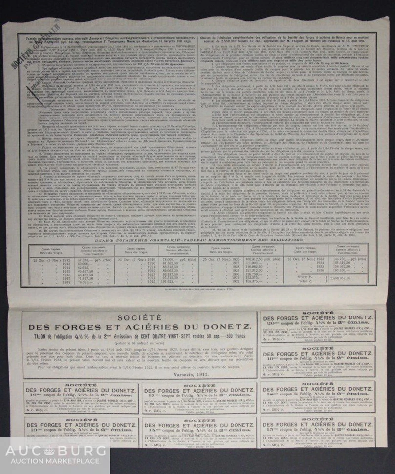 Облигация на 187,5 рублей 1911 года (2-ой выпуск), Донецкое АО ЖиСП - additional Photos
