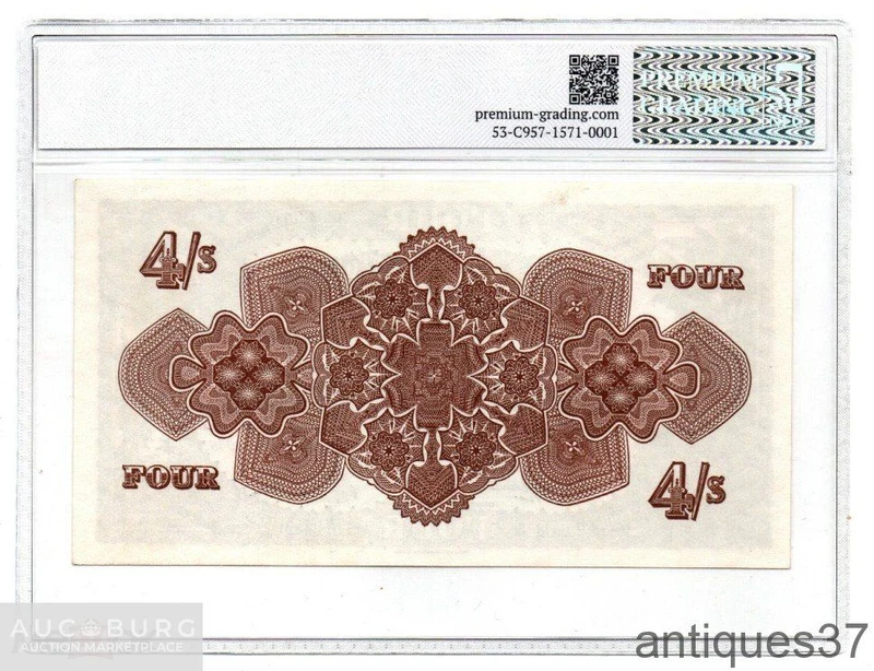 Банкнота 4 шиллинга 1966 года, Тонга UNC в слабе PG - additional Photos